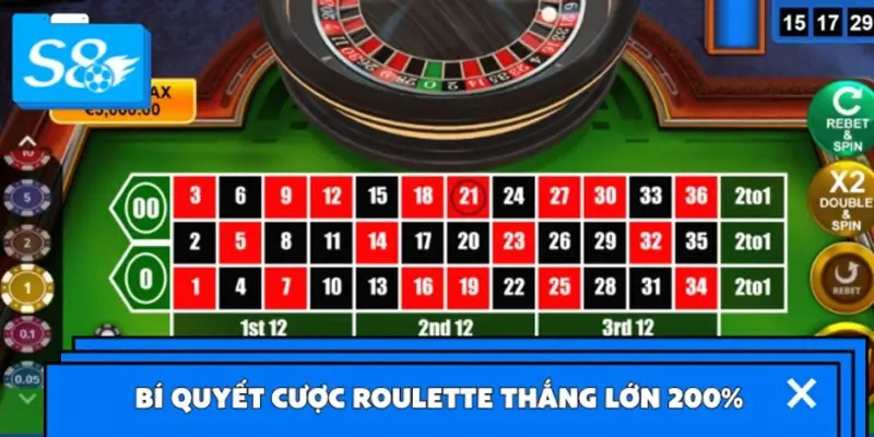 Mẹo đặt cược tăng tỷ lệ thắng 200% trong Roulette S8